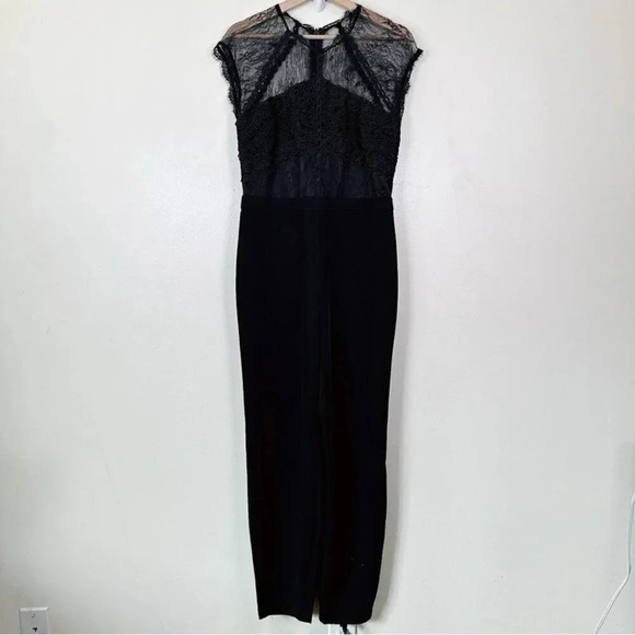 Harlyn Womens  Size Medium Black Lace Illusion Jumpsuit - Picture 3 of 15